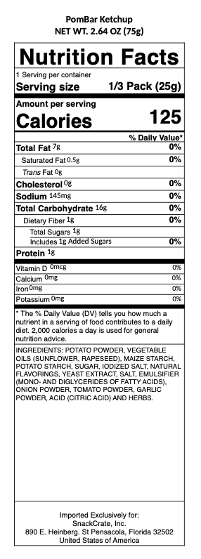snack nutrional info