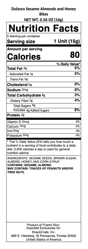 snack nutrional info