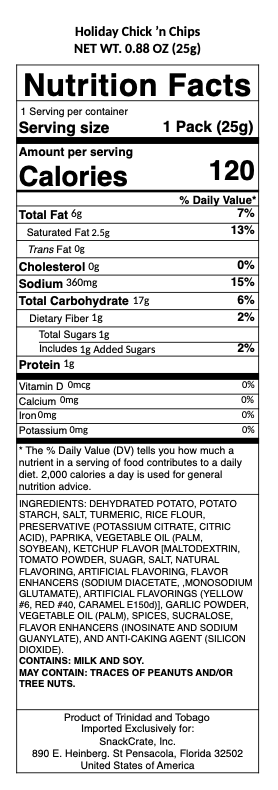 snack nutrional info