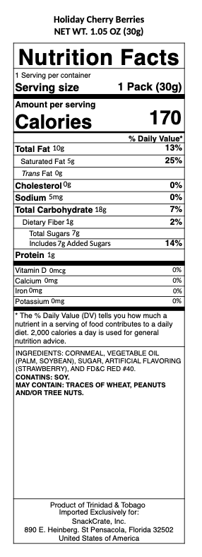 snack nutrional info