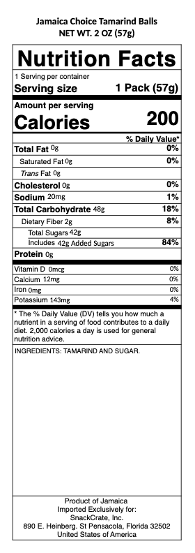 snack nutrional info