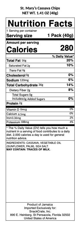 snack nutrional info
