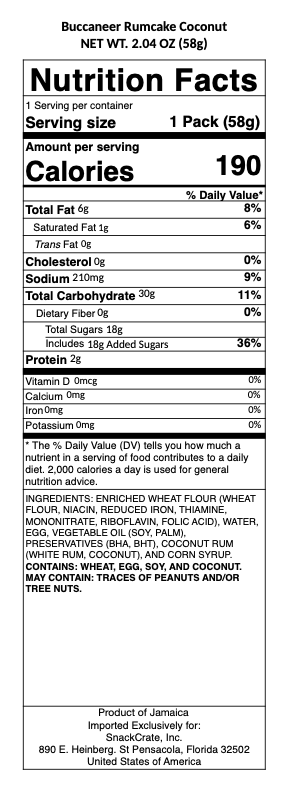 snack nutrional info