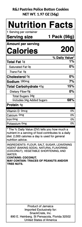 snack nutrional info