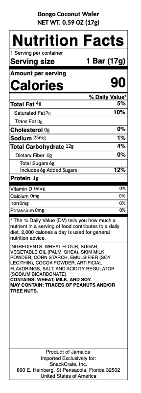 snack nutrional info