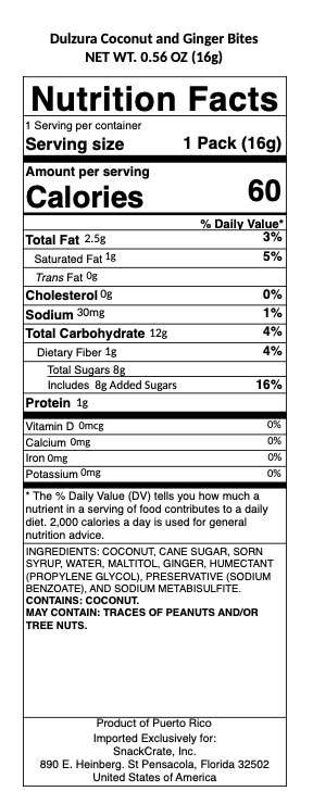 snack nutrional info