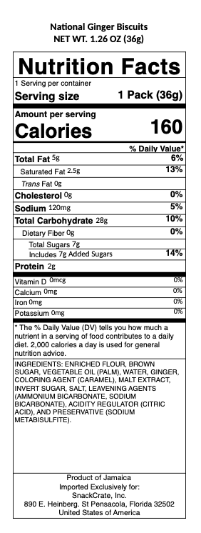 snack nutrional info