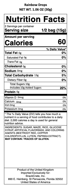snack nutrional info