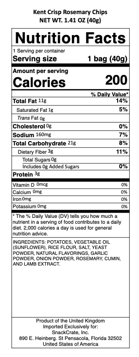 snack nutrional info