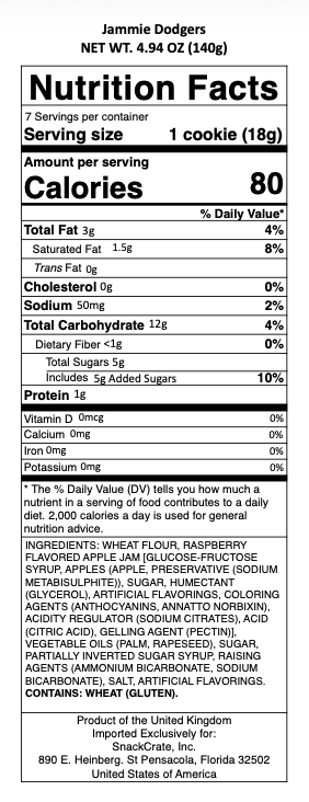 snack nutrional info