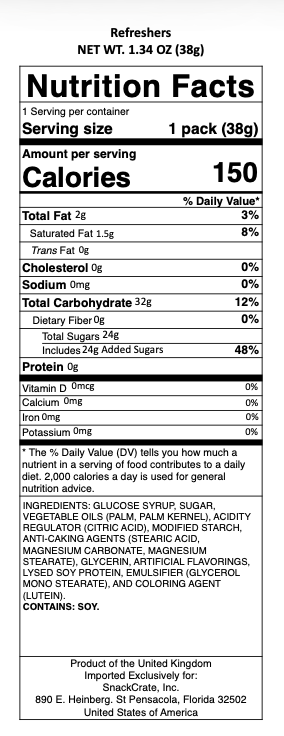 snack nutrional info