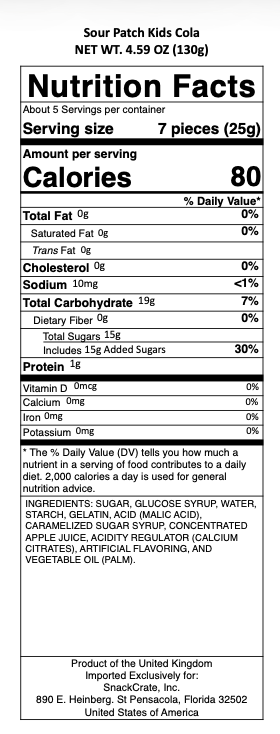 snack nutrional info