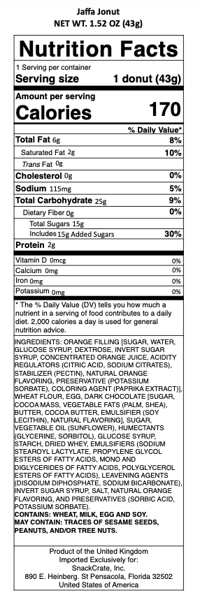 snack nutrional info