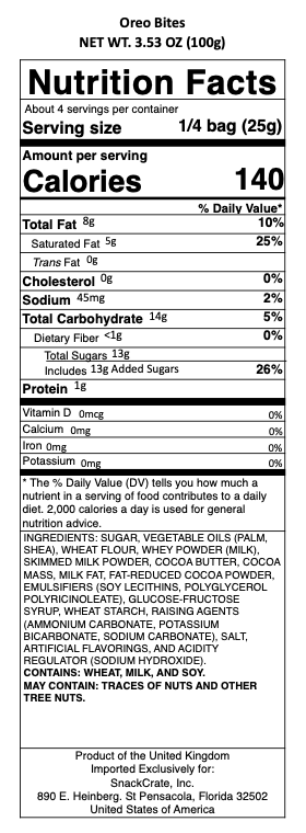 snack nutrional info