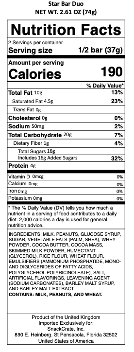 snack nutrional info