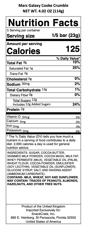 snack nutrional info