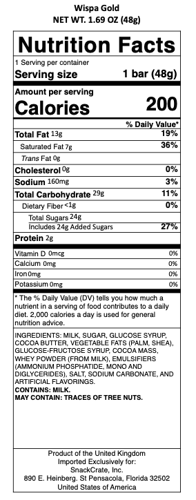 snack nutrional info