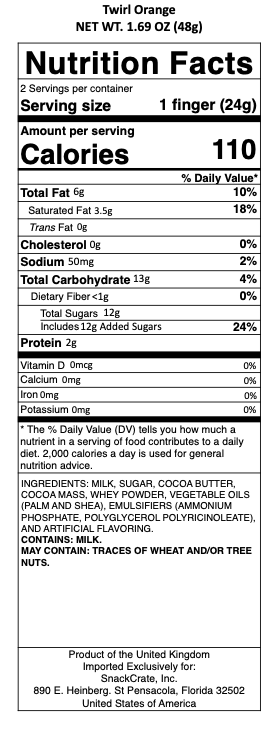 snack nutrional info