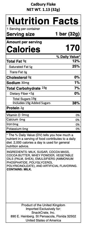snack nutrional info
