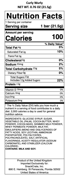 snack nutrional info