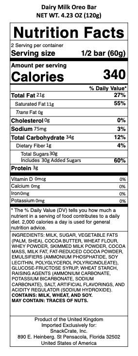 snack nutrional info