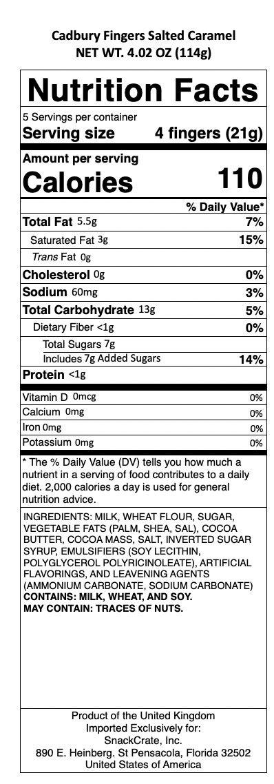 snack nutrional info