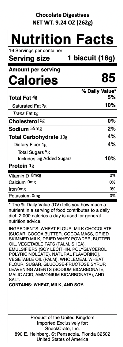 snack nutrional info