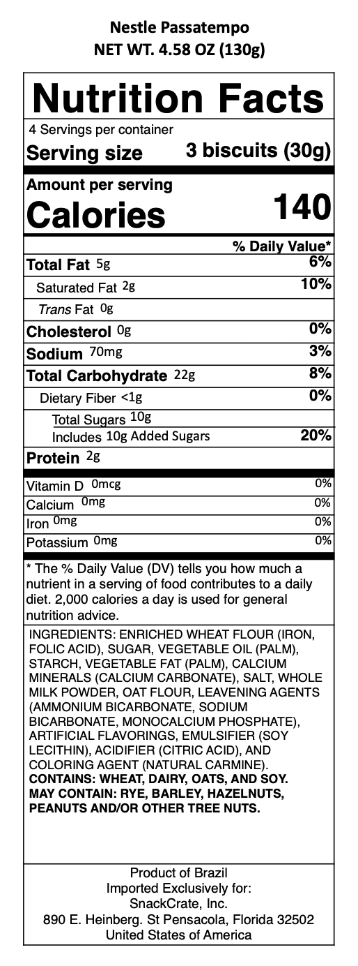 snack nutrional info