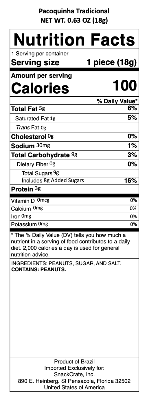 snack nutrional info