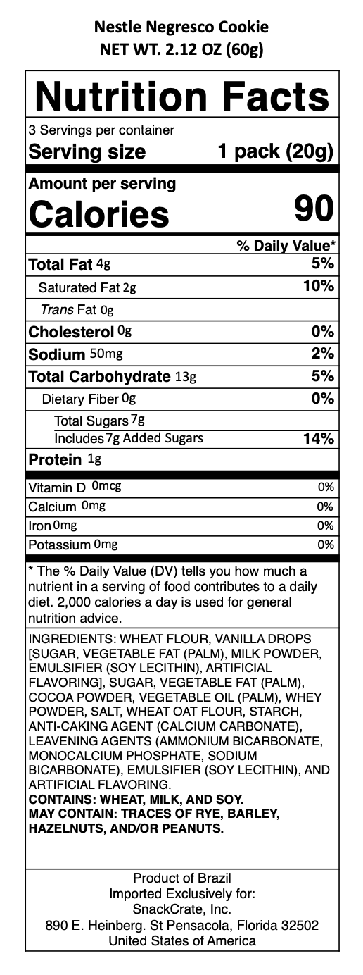 snack nutrional info