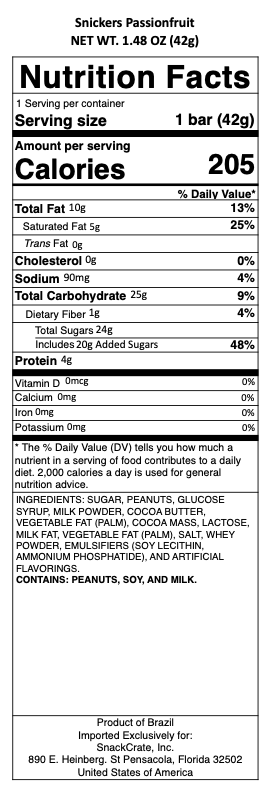 snack nutrional info