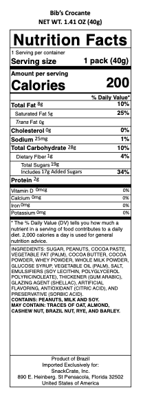 snack nutrional info