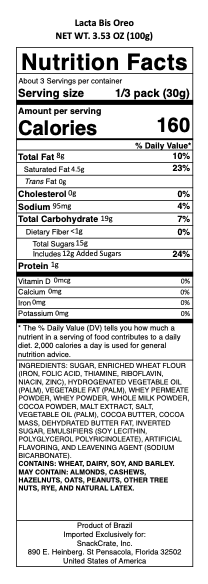 snack nutrional info