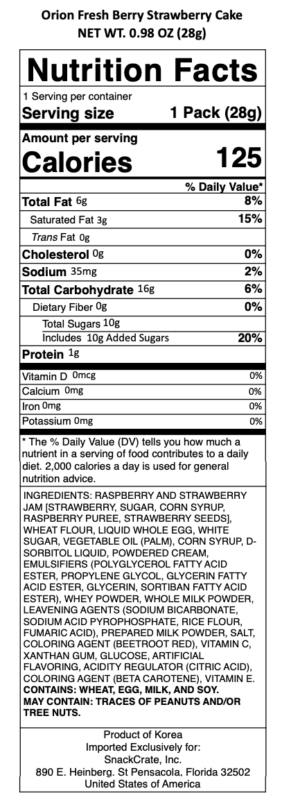 snack nutrional info