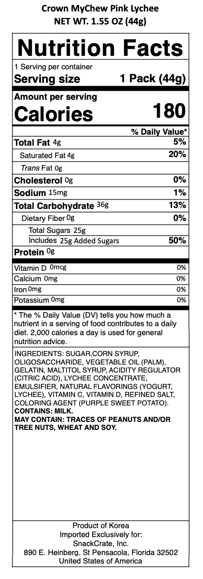 snack nutrional info