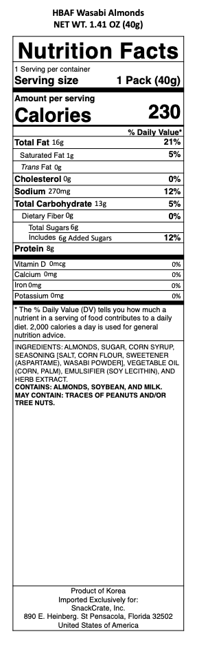 snack nutrional info