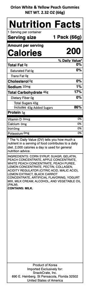 snack nutrional info