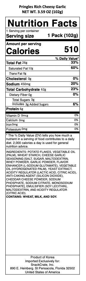 snack nutrional info