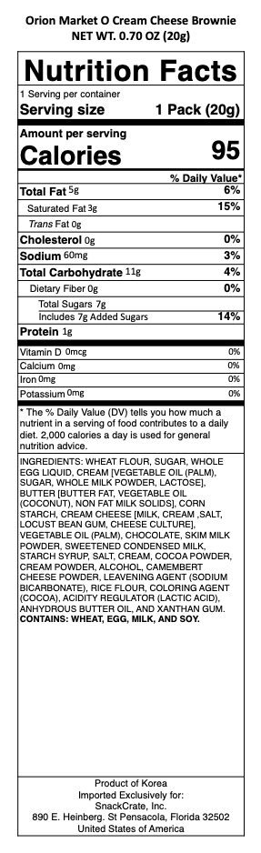 snack nutrional info