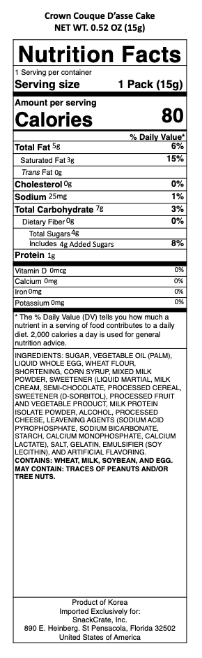 snack nutrional info