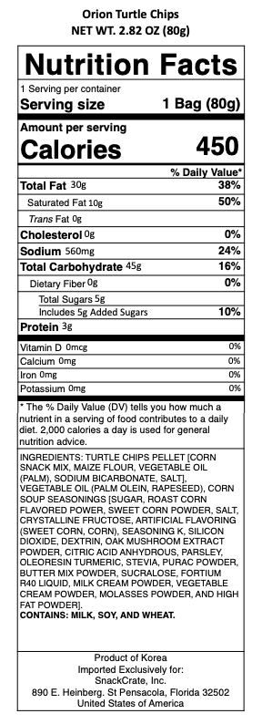 snack nutrional info