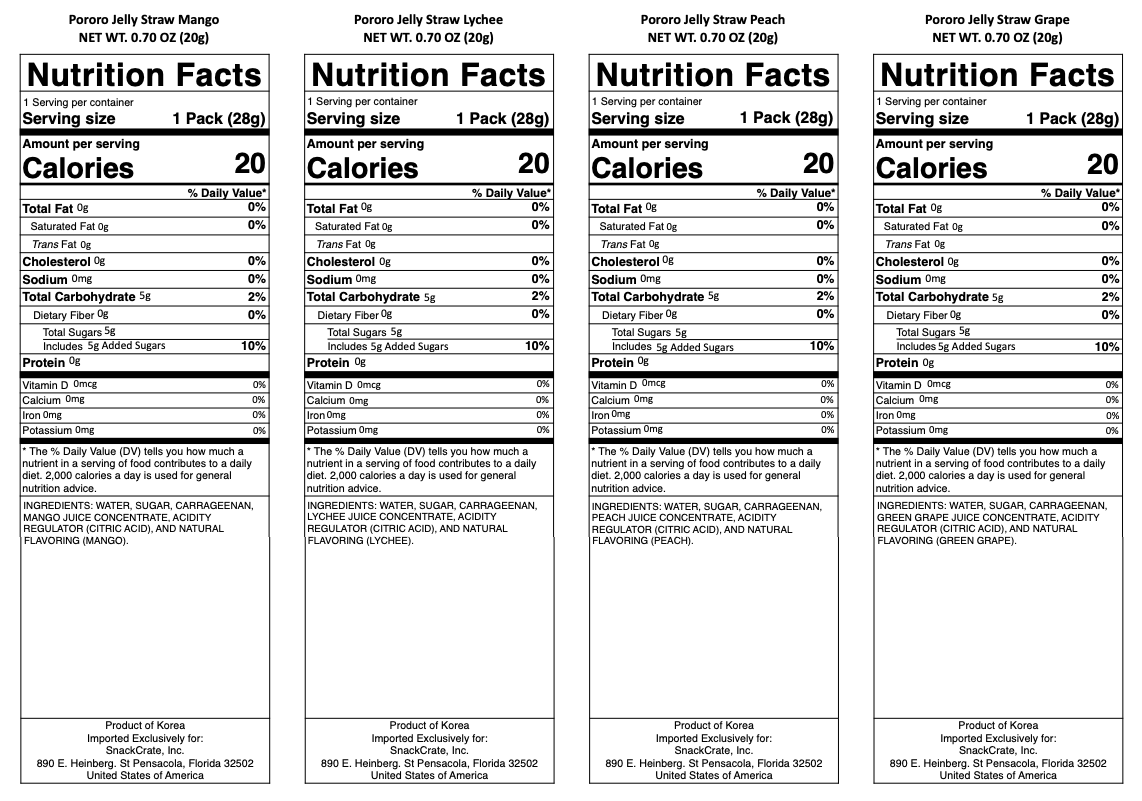 snack nutrional info