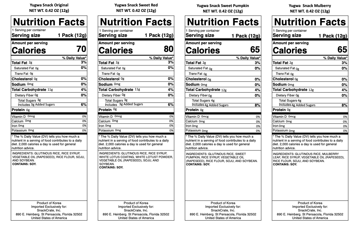 snack nutrional info