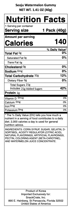 snack nutrional info