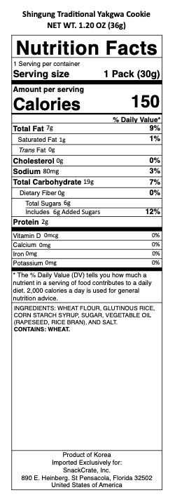 snack nutrional info