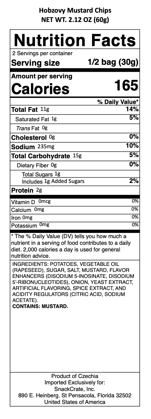 snack nutrional info