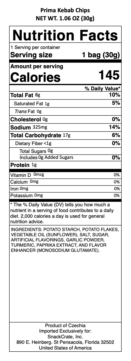 snack nutrional info