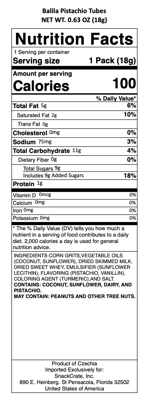snack nutrional info
