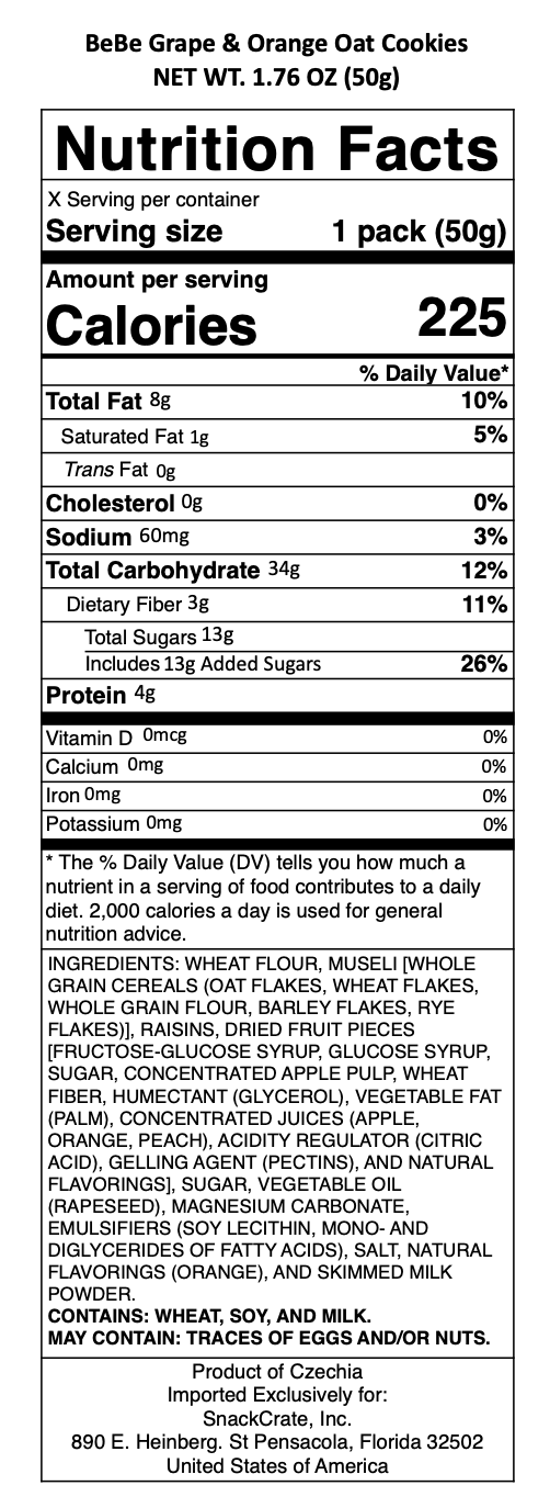 snack nutrional info