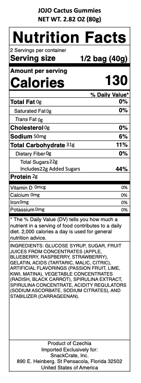 snack nutrional info